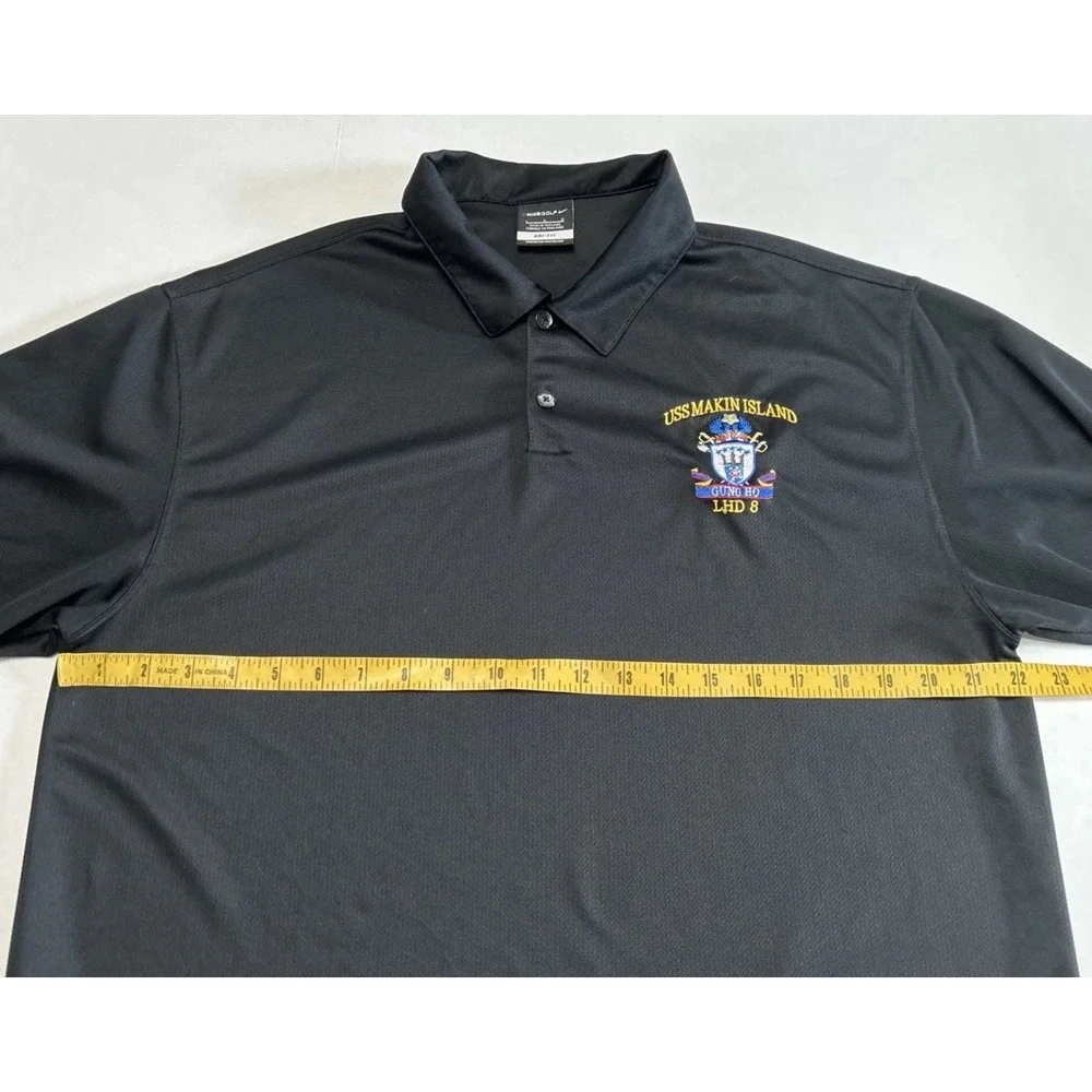 Mens Nike GOLF Dri Fit LHD-8 USS Makin Island Navy Short Sleeve Polo Shirt Large